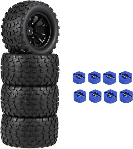 إطارات وعجلات 2.8 RC Monster Truck 12 مم سداسية لنماذج 1/10 ARRMA Rustler Stampede VXL Hoss 4x4 Redcat Volcano Epx Pro Monster Truck Models (أسود) in Saudi Arabia