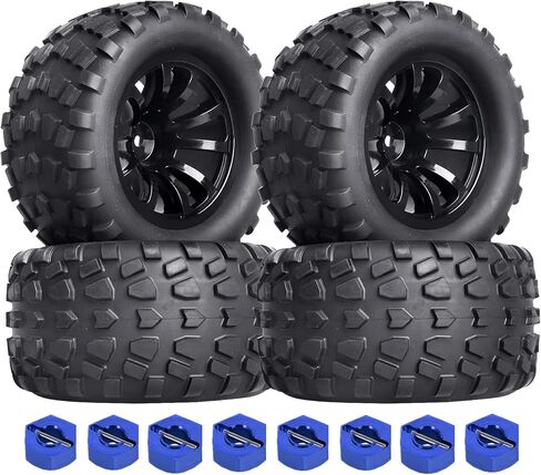 إطارات وعجلات 2.8 RC Monster Truck 12 مم سداسية لنماذج 1/10 ARRMA Rustler Stampede VXL Hoss 4x4 Redcat Volcano Epx Pro Monster Truck Models (أسود) in Saudi Arabia