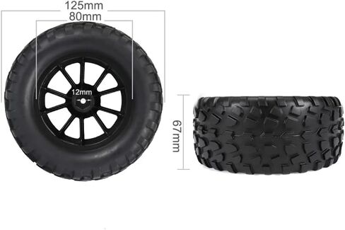 إطارات وعجلات 2.8 RC Monster Truck 12 مم سداسية لنماذج 1/10 ARRMA Rustler Stampede VXL Hoss 4x4 Redcat Volcano Epx Pro Monster Truck Models (أسود) in Saudi Arabia