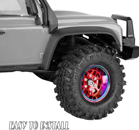 RC Aluminum 1.3 Wheels Tires for SCX24 TRX4M 1/18 1/24 RC Crawler Car.1.3 Beadlock Wheel Tires Set,1.3 Beadlock Wheels and Tires/Wheel Rims (4PCS) Red in Saudi Arabia