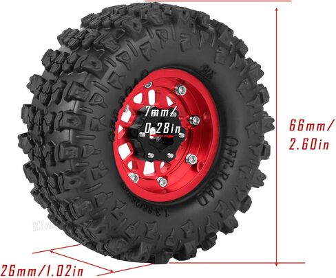 RC Aluminum 1.3 Wheels Tires for SCX24 TRX4M 1/18 1/24 RC Crawler Car.1.3 Beadlock Wheel Tires Set,1.3 Beadlock Wheels and Tires/Wheel Rims (4PCS) Red in Saudi Arabia