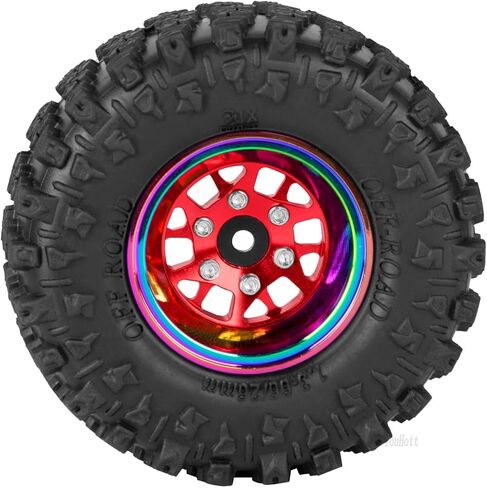 RC Aluminum 1.3 Wheels Tires for SCX24 TRX4M 1/18 1/24 RC Crawler Car.1.3 Beadlock Wheel Tires Set,1.3 Beadlock Wheels and Tires/Wheel Rims (4PCS) Red in Saudi Arabia
