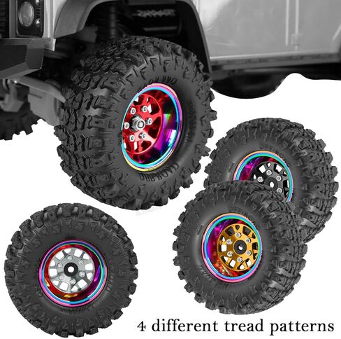 RC Aluminum 1.3 Wheels Tires for SCX24 TRX4M 1/18 1/24 RC Crawler Car.1.3 Beadlock Wheel Tires Set,1.3 Beadlock Wheels and Tires/Wheel Rims (4PCS) Red in Saudi Arabia