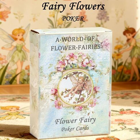 Flower Fairy Themed Playing Cards, Poker Cards, 54 Unique Illustrations,Double-Sided Anti Slip Pattern Design. in Saudi Arabia