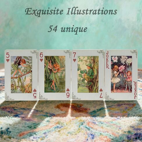 Flower Fairy Themed Playing Cards, Poker Cards, 54 Unique Illustrations,Double-Sided Anti Slip Pattern Design. in Saudi Arabia