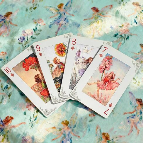 Flower Fairy Themed Playing Cards, Poker Cards, 54 Unique Illustrations,Double-Sided Anti Slip Pattern Design. in Saudi Arabia