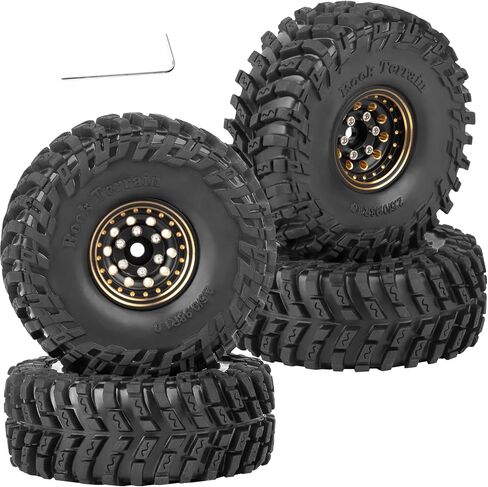 1.0 Beadlock Wheels and Tires for 1/24 1/18 RC Crawler Car SCX24 TRX4M,Brass 1.0 Beadlock Wheels 1.0 Beadlock Tires Set Soft Sticky 1.0 Mud Tires,4pcs in Saudi Arabia
