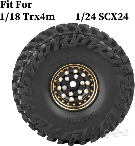 1.0 Beadlock Wheels and Tires for 1/24 1/18 RC Crawler Car SCX24 TRX4M,Brass 1.0 Beadlock Wheels 1.0 Beadlock Tires Set Soft Sticky 1.0 Mud Tires,4pcs in Saudi Arabia