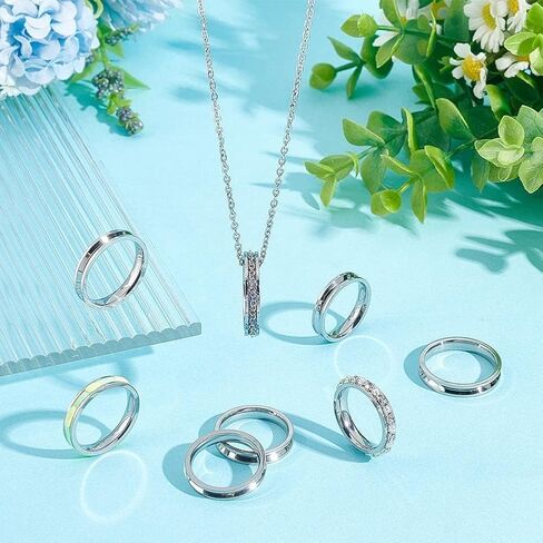 24 قطعة من UNICRAFTALE 4 أحجام من الفولاذ المقاوم للصدأ إعدادات فارغة حلقات أخدود مستديرة مكونات حجم 7-10 حلقة أساسية فارغة لترصيع خواتم صنع المجوهرات in Kuwait