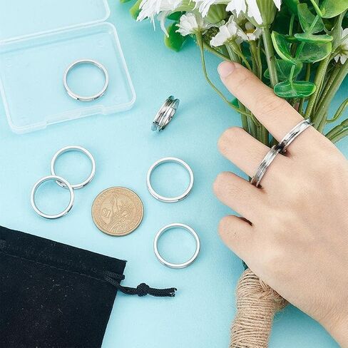 24 قطعة من UNICRAFTALE 4 أحجام من الفولاذ المقاوم للصدأ إعدادات فارغة حلقات أخدود مستديرة مكونات حجم 7-10 حلقة أساسية فارغة لترصيع خواتم صنع المجوهرات in Kuwait