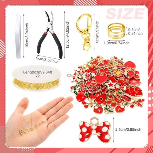 Janinka 275 Pcs Galentine Lip Gloss DIY Keychain Charms Accessories Gift Set Including Fruit Beads Letter Enameled Charms Lipstick Keyring for Valentine DIY Women Girls, Lip Balm Not Include(Novelty) in Saudi Arabia