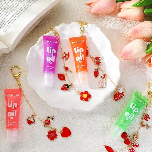 Janinka 275 Pcs Galentine Lip Gloss DIY Keychain Charms Accessories Gift Set Including Fruit Beads Letter Enameled Charms Lipstick Keyring for Valentine DIY Women Girls, Lip Balm Not Include(Novelty) in Saudi Arabia