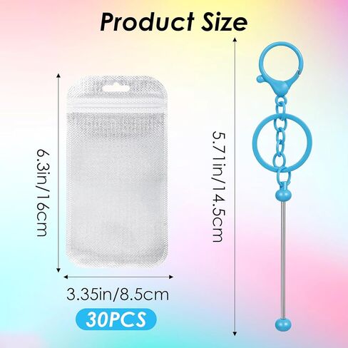 30 Pcs Beadable Keychains Bars Bulk with 30 Bags Included, Blank Metal Beaded Keychain Making Kit DIY Supplies for Women Men Crafts Jewelry Making Gift in Saudi Arabia