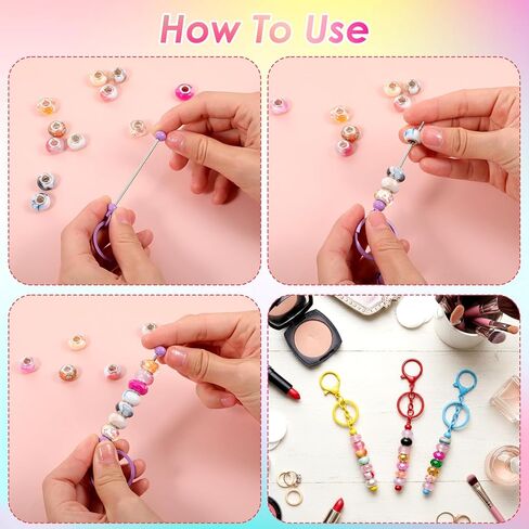30 Pcs Beadable Keychains Bars Bulk with 30 Bags Included, Blank Metal Beaded Keychain Making Kit DIY Supplies for Women Men Crafts Jewelry Making Gift in Saudi Arabia