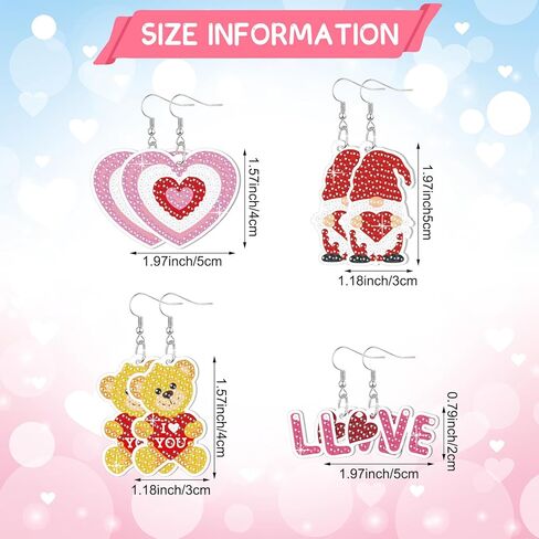 Siifert 24 Pairs Valentine's Day Diamond Painting Earrings DIY Earring Making Kit Diamond Art Jewelry Making Kit for Adults Vintage Jewelry Crafting Charms Bulk with 6 Tools for Women in Saudi Arabia