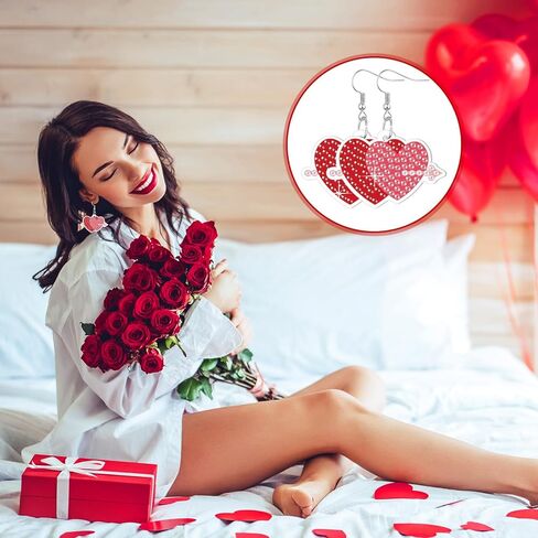 Siifert 24 Pairs Valentine's Day Diamond Painting Earrings DIY Earring Making Kit Diamond Art Jewelry Making Kit for Adults Vintage Jewelry Crafting Charms Bulk with 6 Tools for Women in Saudi Arabia