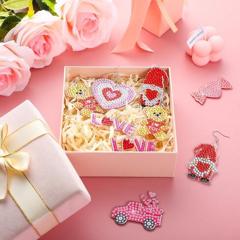 Siifert 24 Pairs Valentine's Day Diamond Painting Earrings DIY Earring Making Kit Diamond Art Jewelry Making Kit for Adults Vintage Jewelry Crafting Charms Bulk with 6 Tools for Women in Saudi Arabia