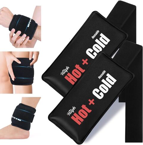 Hilph Ice Pack for Injuries Reusable, 2 Packs Soft Hot and Cold Gel Pack with Adjustable Strap, Flexible Ice Pack Wraps for Joints and Muscle, Back, Knee & More Discomfort Relief (9.5" x 4.7") in Kuwait