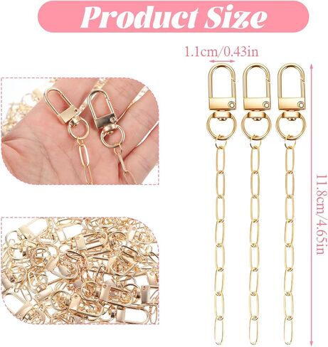 25Pcs Keychain Making Kit, Metal Swivel Snap Hooks, Lobster Claw Clasps, Extender Chains, Keychain Clips with Key Ring Key Rings, Bulk DIY Craft Supplies for Jewelry, Bag Charms & Accessories (Gold) in Kuwait