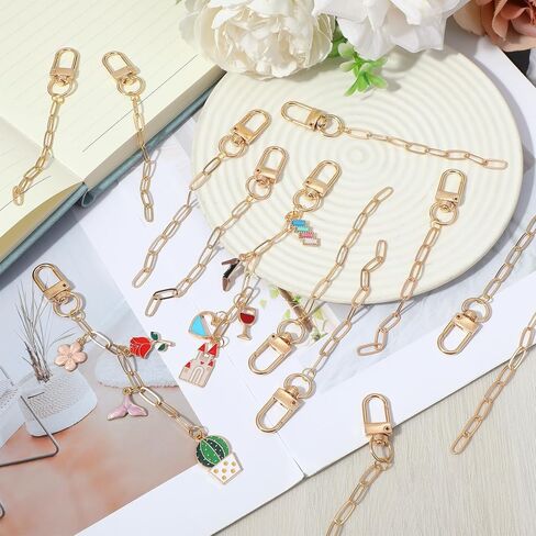 25Pcs Keychain Making Kit, Metal Swivel Snap Hooks, Lobster Claw Clasps, Extender Chains, Keychain Clips with Key Ring Key Rings, Bulk DIY Craft Supplies for Jewelry, Bag Charms & Accessories (Gold) in Kuwait