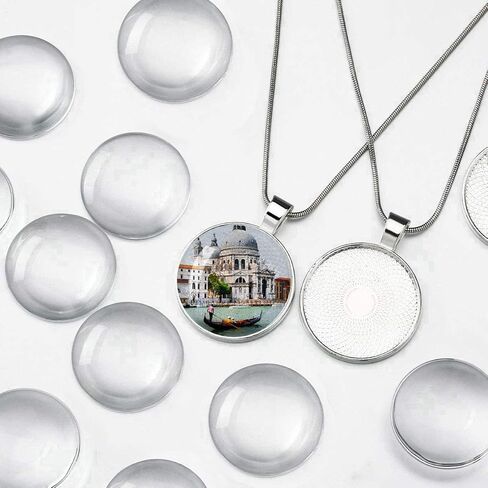 Enenes 50MM Round Glass Cabochons 25PCS Clear Dome Cabochon Tiles with Flat Backs for Jewelry Making, Pendants, Crafts, DIY Art in Kuwait