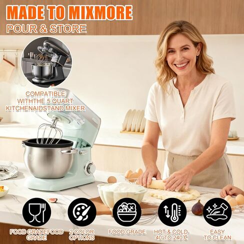 SelfTek Silicone Bowl Liners for 5 Qt KitchenAid Mixers - Accessories and Attachments for Cooking and Baking, Heat-Resistant & Easy to Clean, Protects Mixing Bowl（Black） in Saudi Arabia
