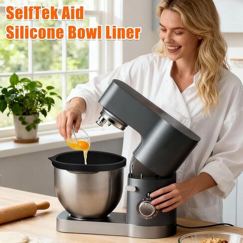 SelfTek Silicone Bowl Liners for 5 Qt KitchenAid Mixers - Accessories and Attachments for Cooking and Baking, Heat-Resistant & Easy to Clean, Protects Mixing Bowl（Black） in Saudi Arabia