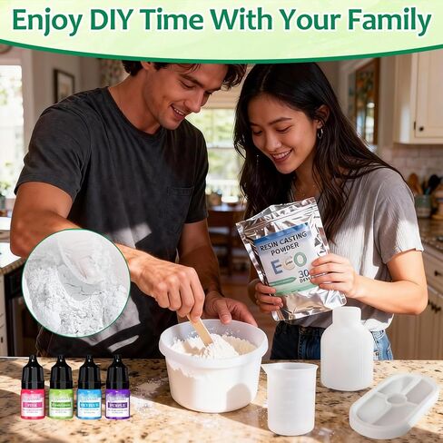 مسحوق صب الراتنج، مسحوق راتنج 17.6 أونصة، معالج سريعًا بمسحوق الجص المنشط بالماء، 4 قطع من صبغة الراتنج، مزهرية وقوالب سيليكون أساسية، كوب قياس سيليكون، قضيب التحريك in Kuwait