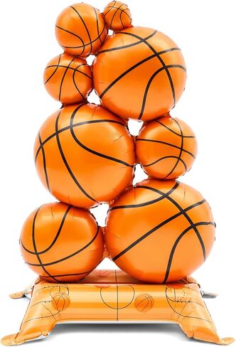 Soulchen 1 Pack 5 ft Giant Self Standing Basketball Foil Balloons with Field Base for Birthday Themed Party Decoration Sports Supplies Decor (Basketball Pile) in Saudi Arabia