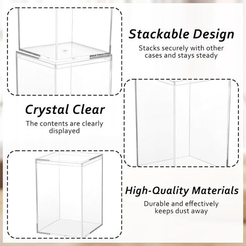 3 Pack Clear Plastic Stackable Display Case with Lid Display Case Compatible with Labubu POP MART Acrylic Clear Display Box Shelf Figure Display Case for Plush Collectibles Figurines in Saudi Arabia