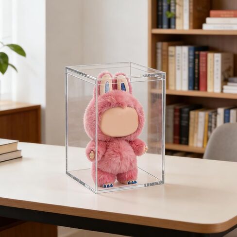 3 Pack Clear Plastic Stackable Display Case with Lid Display Case Compatible with Labubu POP MART Acrylic Clear Display Box Shelf Figure Display Case for Plush Collectibles Figurines in Saudi Arabia