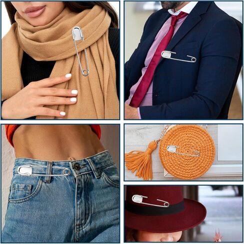 6 قطع 5 بوصة دبابيس أمان كبيرة من الفولاذ المقاوم للصدأ دبابيس أمان قوية شديدة التحمل للأزياء والخياطة واللحف والبطانيات والغسيل الثقيل والحرف اليدوية والديكورات (فضي) in Kuwait