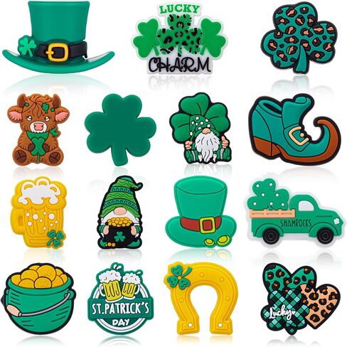 15 Pcs St. Patrick's Silicone Focal Bead Cute Loose Beads Accessory for DIY Keychains Bracelet, Necklace, Pen, and Lanyard Making St. Patrick's Gift for Teacher Employee Woman in Saudi Arabia