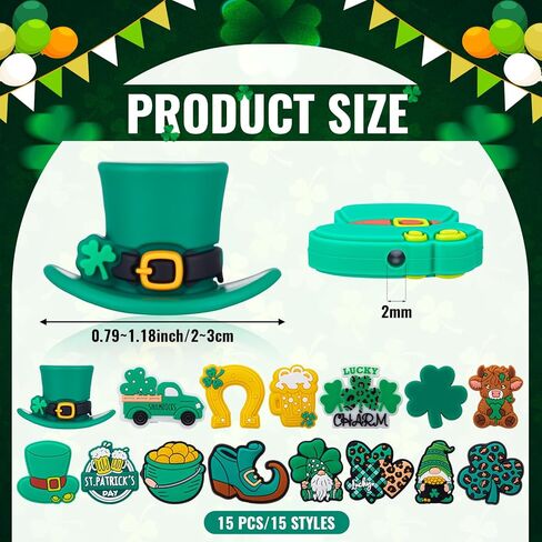 15 Pcs St. Patrick's Silicone Focal Bead Cute Loose Beads Accessory for DIY Keychains Bracelet, Necklace, Pen, and Lanyard Making St. Patrick's Gift for Teacher Employee Woman in Saudi Arabia