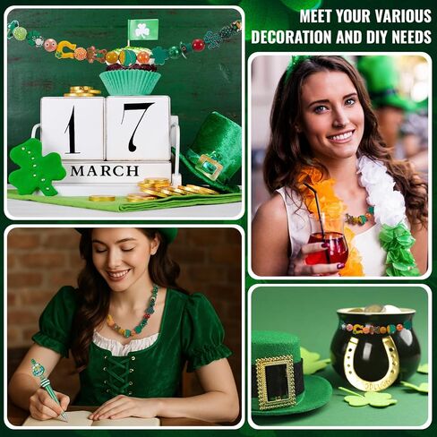 15 Pcs St. Patrick's Silicone Focal Bead Cute Loose Beads Accessory for DIY Keychains Bracelet, Necklace, Pen, and Lanyard Making St. Patrick's Gift for Teacher Employee Woman in Saudi Arabia