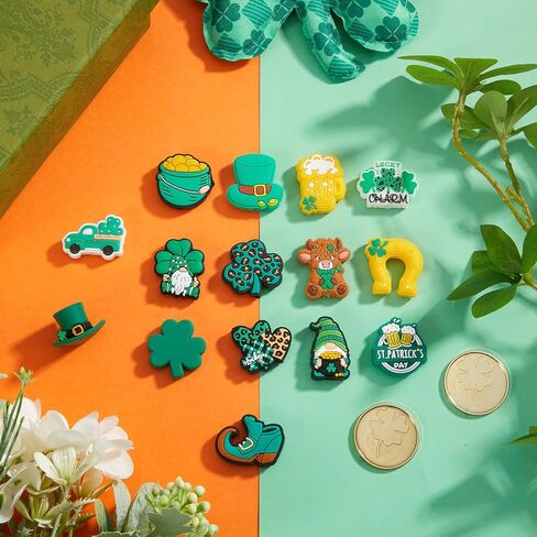 15 Pcs St. Patrick's Silicone Focal Bead Cute Loose Beads Accessory for DIY Keychains Bracelet, Necklace, Pen, and Lanyard Making St. Patrick's Gift for Teacher Employee Woman in Saudi Arabia