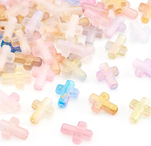 108Pcs Acrylic Cross Beads for Bracelets 9 Colors Pastel Kandi Bead Crucifix Christian Beads for Keychain Crafts DIY Easter Jesus Bracelet Rosary Jewelry Making Supplies 16x12mm in Saudi Arabia