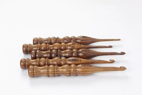 Wooden Crochet Hooks Set Rosewood Needles for Knitting & Crocheting Size 4mm to 8mm Ergonomic Soft and Comfortable Grip Handle “Yarn Accesories (Set of 5) in Saudi Arabia