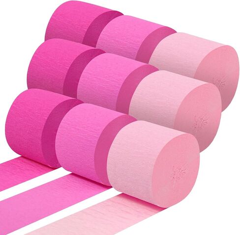 Pink Crepe Paper Streamers 9 Rolls 656ft, Pink Streamers Birthday Decorations for DIY Gift Wrapping Wedding Holiday Party Decor, 1.77 Inch x 82 Ft/Roll in Saudi Arabia