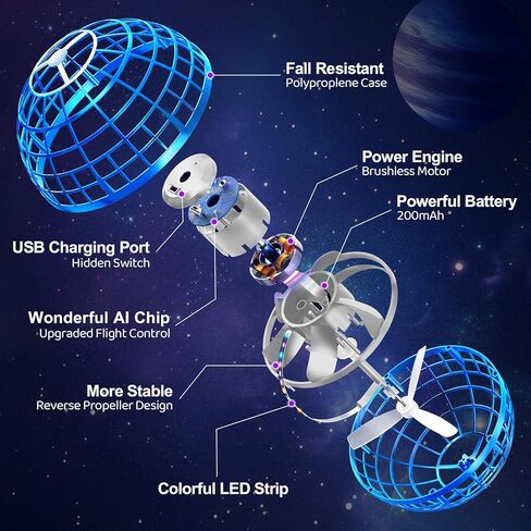 ألعاب كرة الجرم السماوي الطائر من OFUN 2025 - كرة تحوم الكرة الكونية بوميرانج، مدار طائرة بدون طيار يتم التحكم فيه يدويًا، هدايا ألعاب دوارة رائعة في الهواء الطلق لعمر 6 7 8 9 10 سنوات فما فوق للأولاد والبنات والمراهقين والبالغين in Kuwait