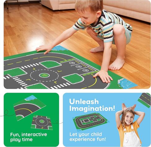 PicassoTiles 12PC Building Brick 10"x10" Large Road Baseplates City Street Traffic Parking Themed Roadway Foundation Plates Block STEM Construction Set Compatible with All Major Brands Ages 3+ PBS04 in Saudi Arabia