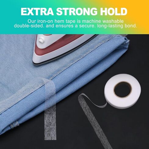 1 Roll 70 -Yard No-Sew Iron-On Hemming Tape Hemming Tape for Curtains Extra Strong & Washable for Fabrics, Pants, Curtains, Dresses & Clothing in Saudi Arabia