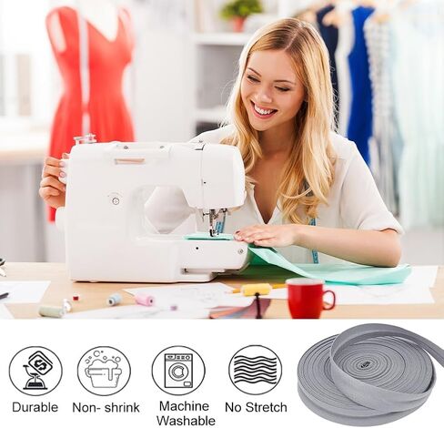 21.9 Yards Polycotton Piping Ribbon Single Fold Bias Tape 1/2-5/8 inch Wide Dark Gray Bias Binding Hemming Tape for Cheongsam DIY Crafts Sewing in Saudi Arabia