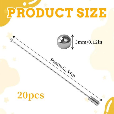 20 PCS Hat Pin Metal Stick Pin Brooch Pins for Crafts Silver Long Needle Suit Lapel Pins with Stopper for Men Women Suit Tie Hat Scarf Accessories in Saudi Arabia