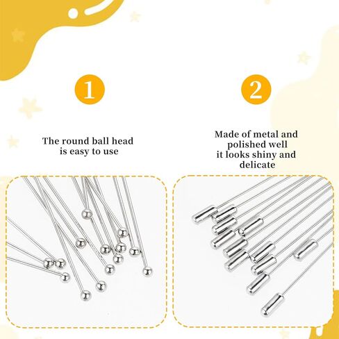 20 PCS Hat Pin Metal Stick Pin Brooch Pins for Crafts Silver Long Needle Suit Lapel Pins with Stopper for Men Women Suit Tie Hat Scarf Accessories in Saudi Arabia
