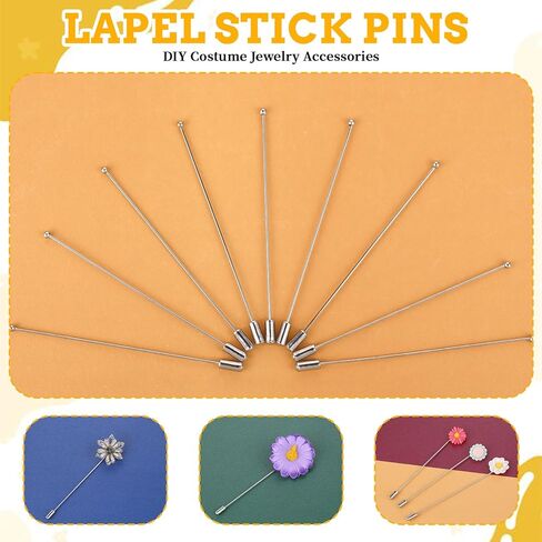 20 PCS Hat Pin Metal Stick Pin Brooch Pins for Crafts Silver Long Needle Suit Lapel Pins with Stopper for Men Women Suit Tie Hat Scarf Accessories in Saudi Arabia