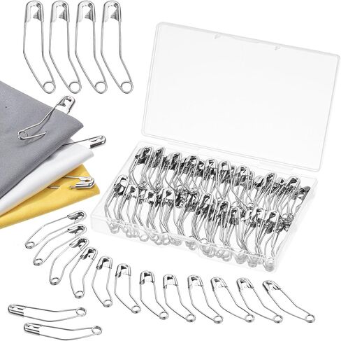 مستر بن- دبابيس أمان منحنية لخياطة اللحف، 1.5 بوصة، 100 عبوة، فضي، ستانلس ستيل، دبابيس أمان كبيرة للملابس in Kuwait