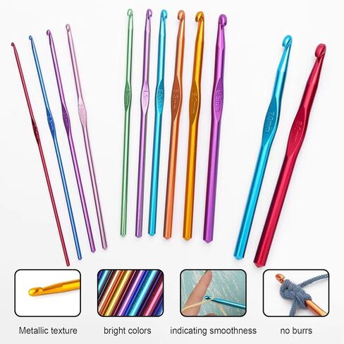 28 Pcs Crochet Hooks Set in Different Sizes and Colors with Stitch Markers, Crochet Accessories, Knitting Accessories Tools Supplies in Saudi Arabia