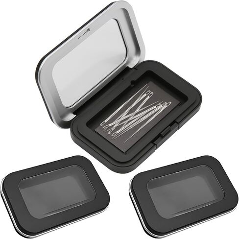 3Pcs Magnetic Pin Holder Box with Transparent Acrylic Lid, Strong Built-in Magnet Secures Pins Under 6.5cm, Sewing Needle Organizer Box with Snap Closure, Craft Supplies Storage Gift for Sewers in Saudi Arabia