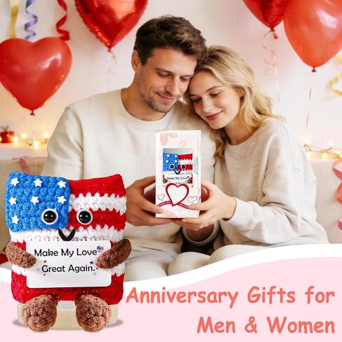 Valentines Gifts for Him Her Positive Flag Crochet Anniversary Love Gifts for Men Women Couples Husband Wife Cute Stuff Funny Small Romantic Birthday Gift US Flag Home Office Decor Olympic Decorations in Saudi Arabia
